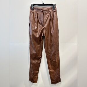 Princess Polly high-waisted Chestnut Faux Leather Trousers